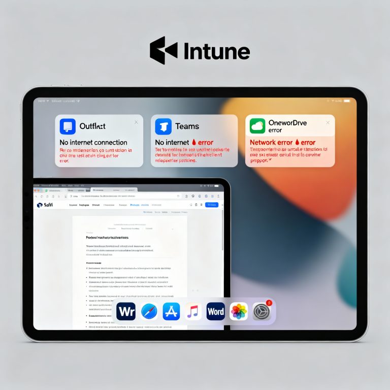 Fix Outlook, Teams, and OneDrive “No Internet” Issue on Intune-Managed iPads: A Troubleshooting Guide