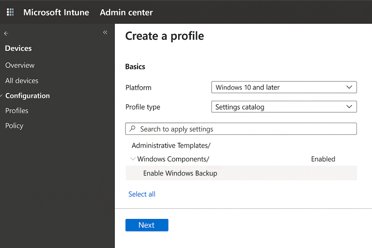How to Configure Windows Backup for Organizations with Microsoft Intune