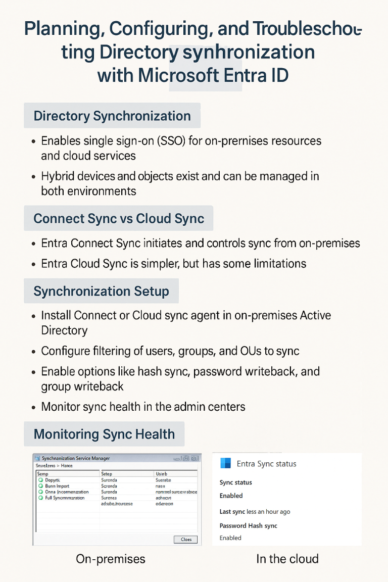 Planning, Configuring, and Troubleshooting Directory Synchronization with Microsoft Entra ID