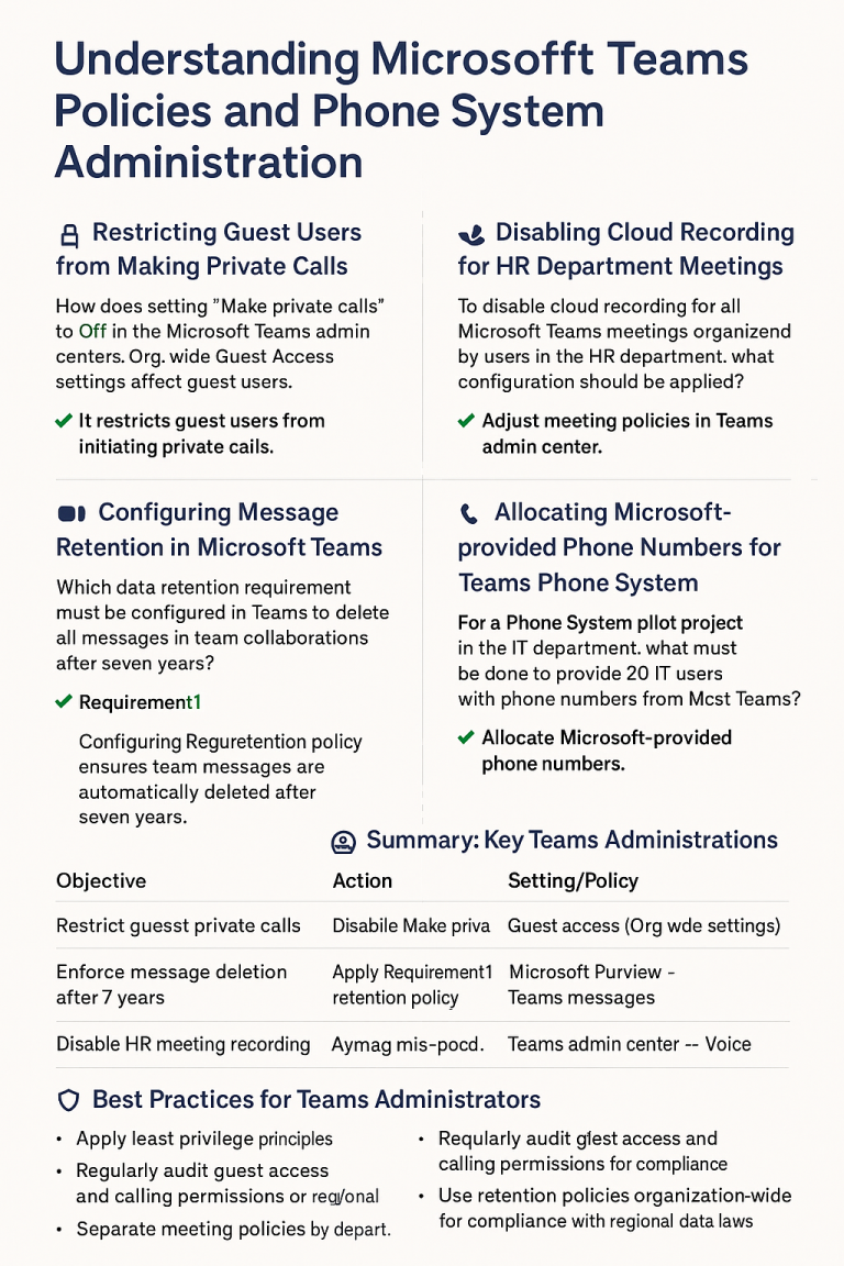Microsoft Teams 2025 Admin Guide: Guest Call Restrictions, Retention Policies, Meeting Recording Controls, and Phone System Setup
