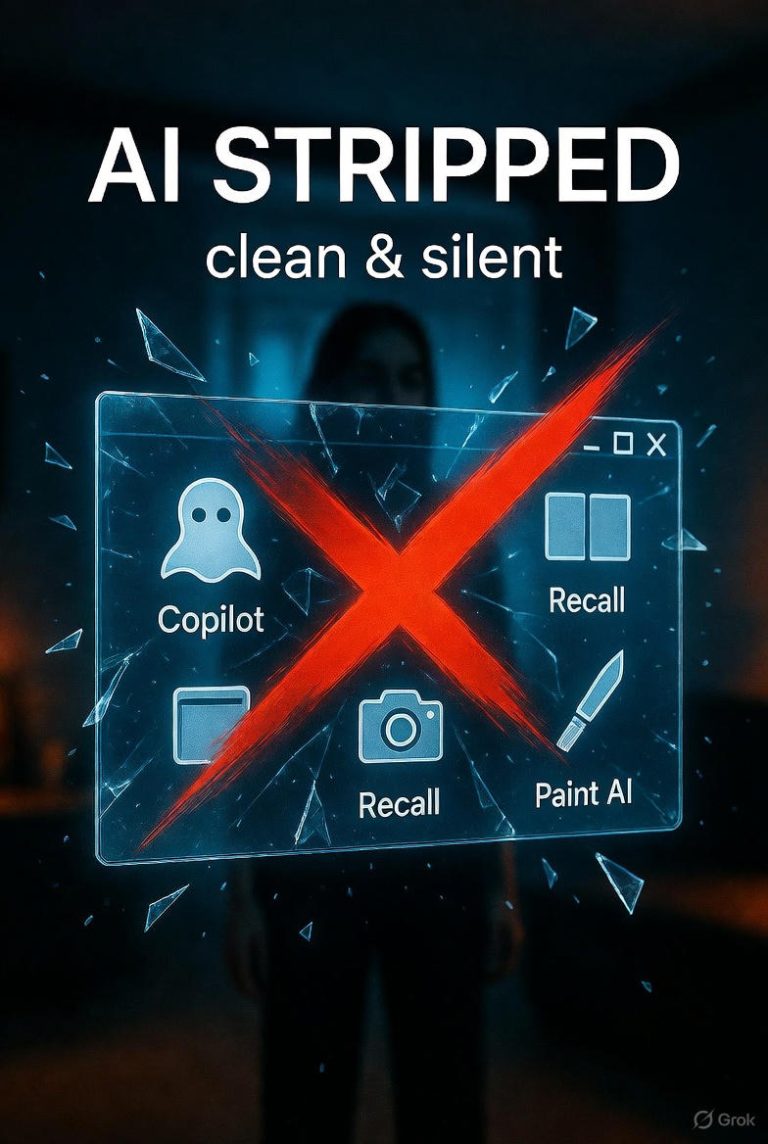 Remove All AI from Windows 11 25H2 – One-Click Script (Copilot, Recall, Paint AI Gone)