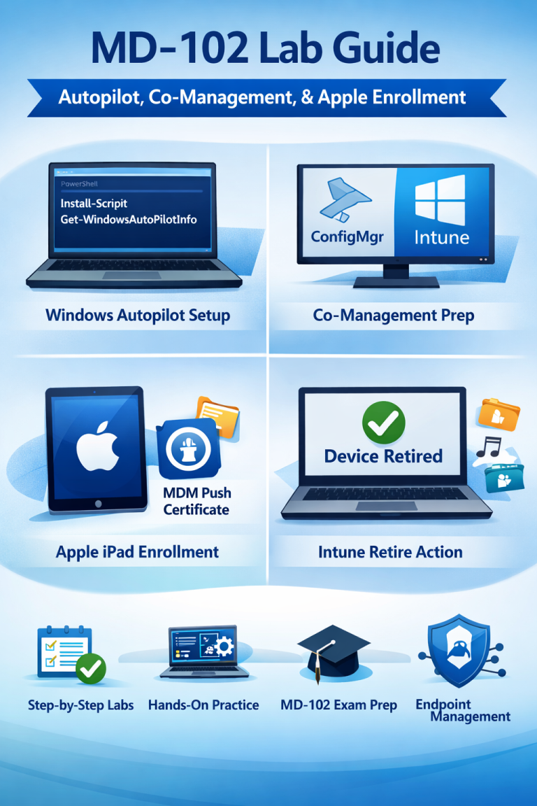 MD-102 Step-by-Step Lab Guide for Windows Autopilot, Co-Management, Apple iPad Enrollment, and Intune Retire Actions