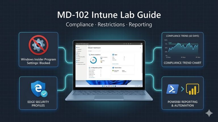 MD-102 Intune Lab Guide: Compliance, Restrictions, and Reporting (Hands-On Practice)